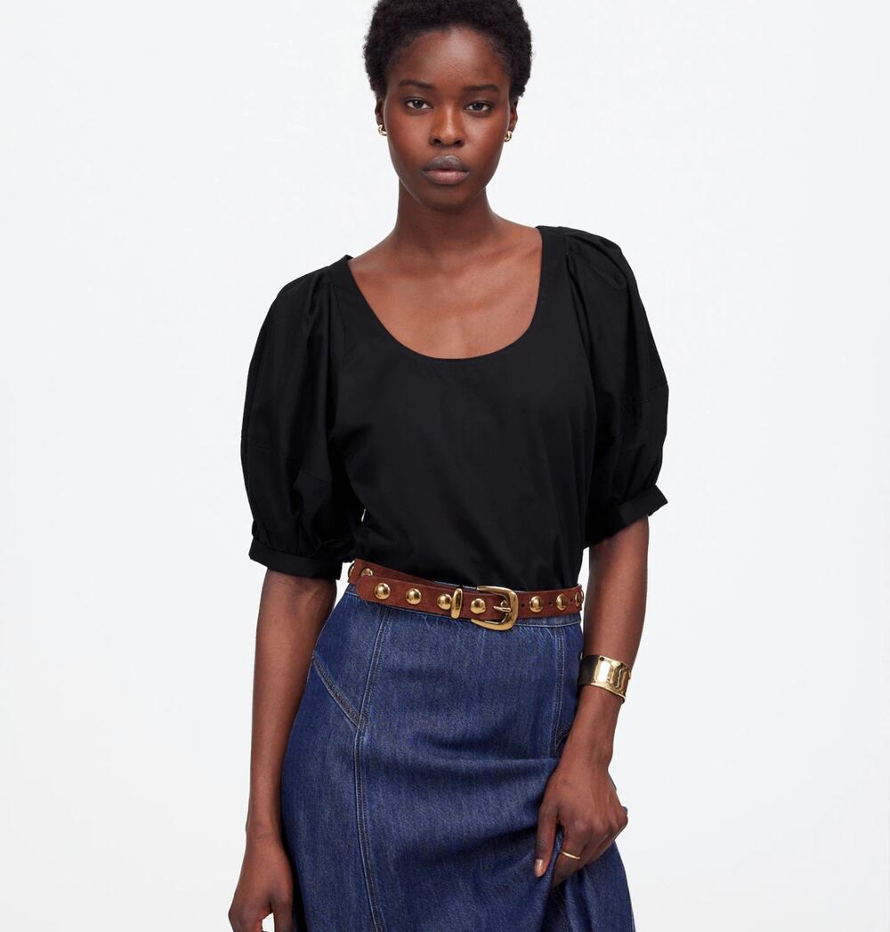 NWT Madewell Relaxed Scoopneck Short-Sleeve Top In Black Size Small